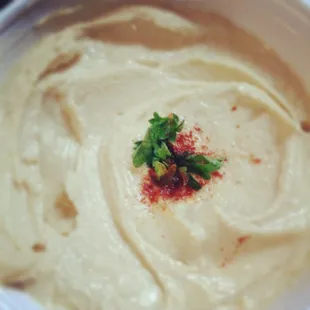Homemade hummus. You havent had hummus until youve tried this. Also they have a wonderful cilantro jalapeño version.