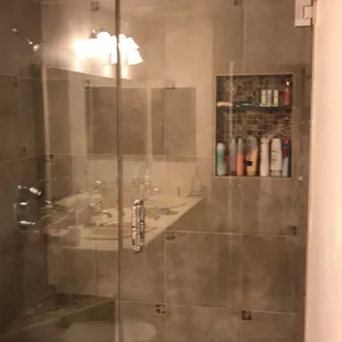 3/8" heavy frameless glass shower enclosure