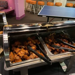 chicken wings and fried chicken, interior
