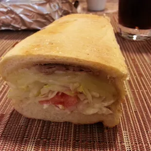 Can you find the steak in this Steak 'n  Cheese sub?