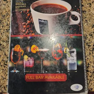 beverage menu on counter top