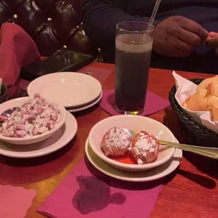 a variety of food items on a table