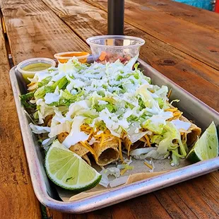 Five Chicked Rolled Tacos