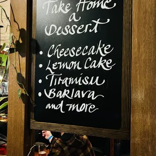 a menu on a blackboard