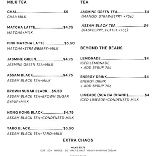 In-Depth Tea &amp; Beyond Menu