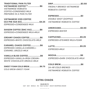 In-Depth Coffee Menu