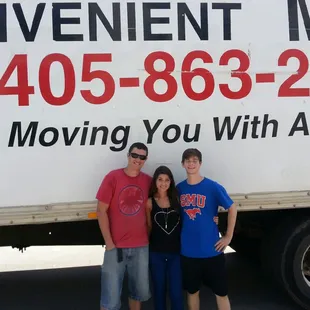 professional mover Kelly showing off after a satisfactory move.