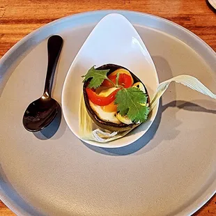 Lime and sweet corn amuse bouche. Lovely!