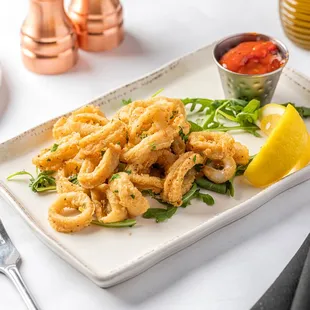 a plate of fried squids