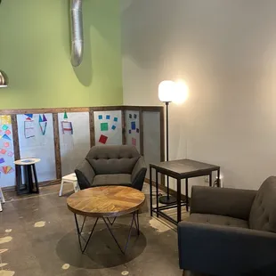 Comfy chairs and magnet wall