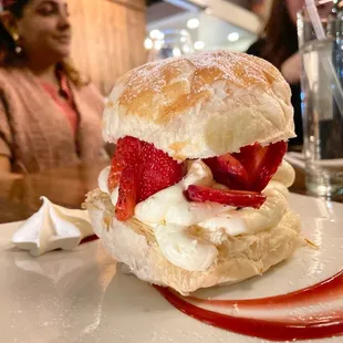 Strawberry with puff pastry and whipped cream