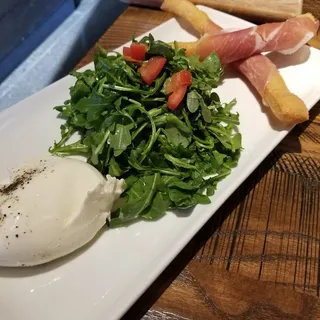 Burrata with Prosciutto Breadsticks