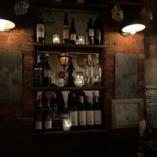 bottles of wine on shelves