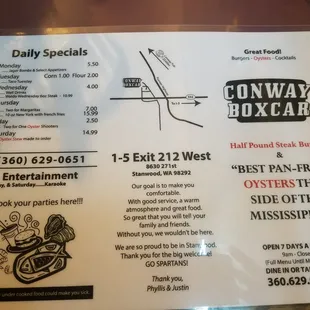 Front of menu.