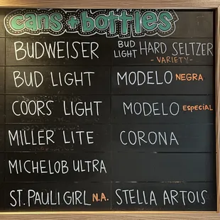 a menu on a blackboard