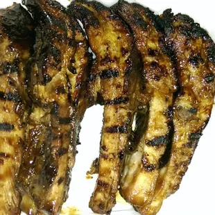 The charred glazed smoked ribs, not BBQ ribs.