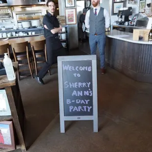 Welcome sign into the restaurant