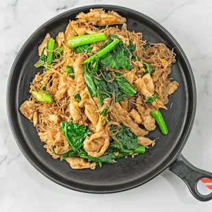 Pad see EW (Low Crab Style) 
Pan Fried &quot;Vermicelli noodles&quot; with Chinese broccoli and egg in black soy sauce