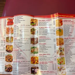 a menu for a chinese restaurant