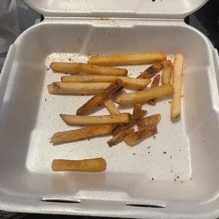 Cajun fries with a tray.