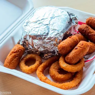 a container of onion rings