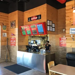 the interior of a fast food restaurant