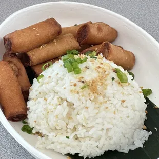 Lumpia&apos;s + side of team rice