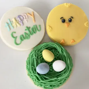 wo decorated easter cookies