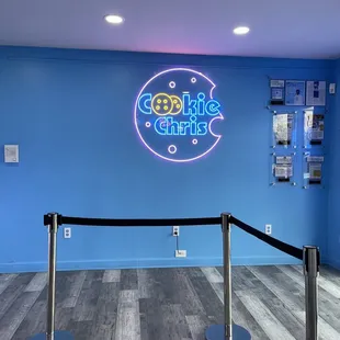 the entrance to the cookie chris store
