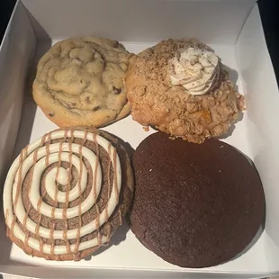 a variety of cookies in a box
