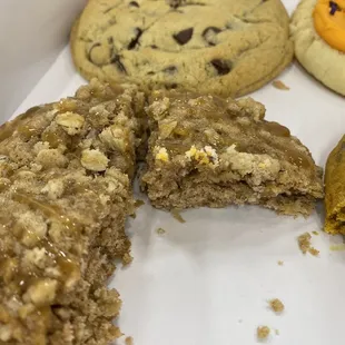 CARAMEL APPLE CRUMB and CHOCOLATE CHIP in the background.