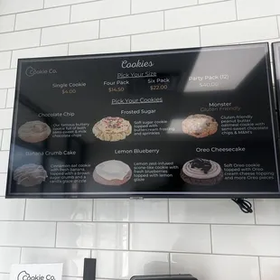 a menu on the wall