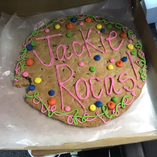 Custom cookie cake (ignore the bite)