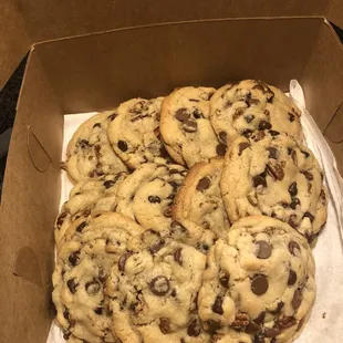 a box of chocolate chip cookies