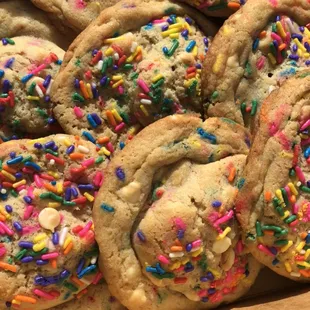White Chocolate Chip Party Cookies Stuffed w/ Birthday Cake oreos