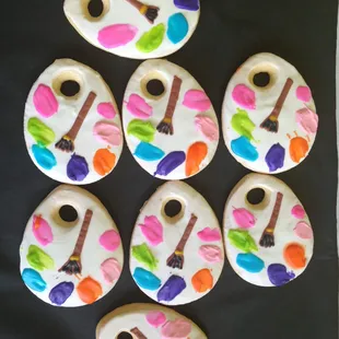 Paint Pallet Cookies for favors at a painting party