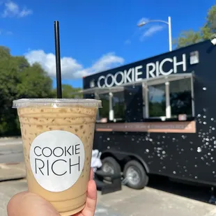 Iced coffee with cookie milk