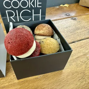 Red Velvet, Chocolate Chip, Cookies and Cream, Snickerdoodle