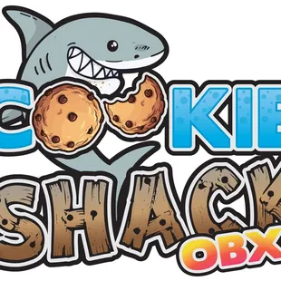 a shark eating a cookie