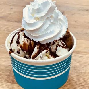 Cookie dough and their popular ice cream (I forgot what it's called). Think it had Carmel and butterfingers inside the vanilla ice cream.