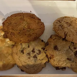 a variety of cookies in a box