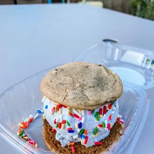 Homemade vanilla ice cream with Reese's cookie and chocolate chip cookie