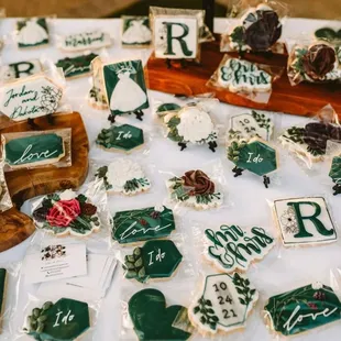 a table of decorated cookies