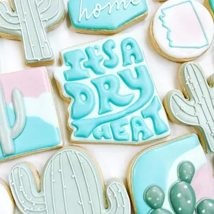 a variety of decorated cookies