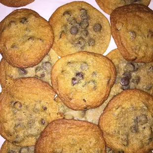 a pile of chocolate chip cookies