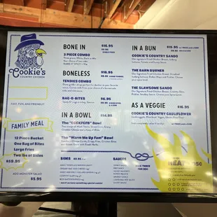 Menu on screen at counter