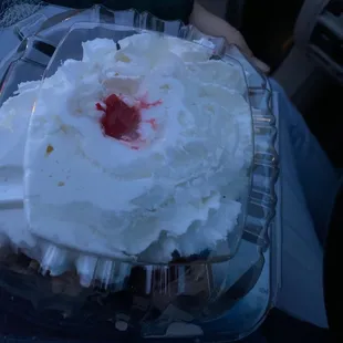 Huge hot fudge sundae