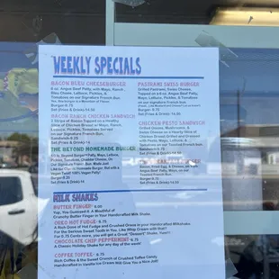 Menu weekly specials