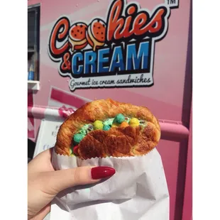 Mint Ice Cream and Trix Cereal inside a Croissant SOO BOMB!!!