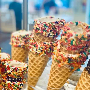 ice cream cones with sprinkles
